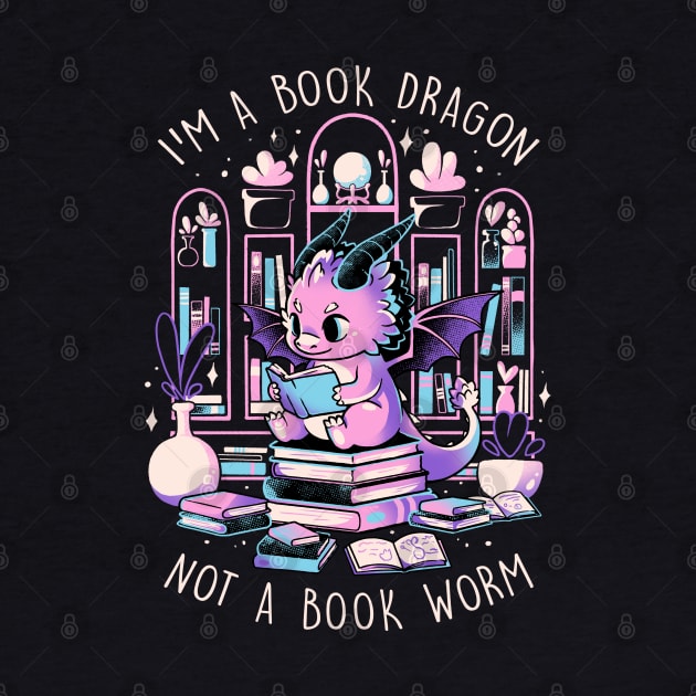 Book Dragon - Cute Dark Dragon Books Color Gift by eduely